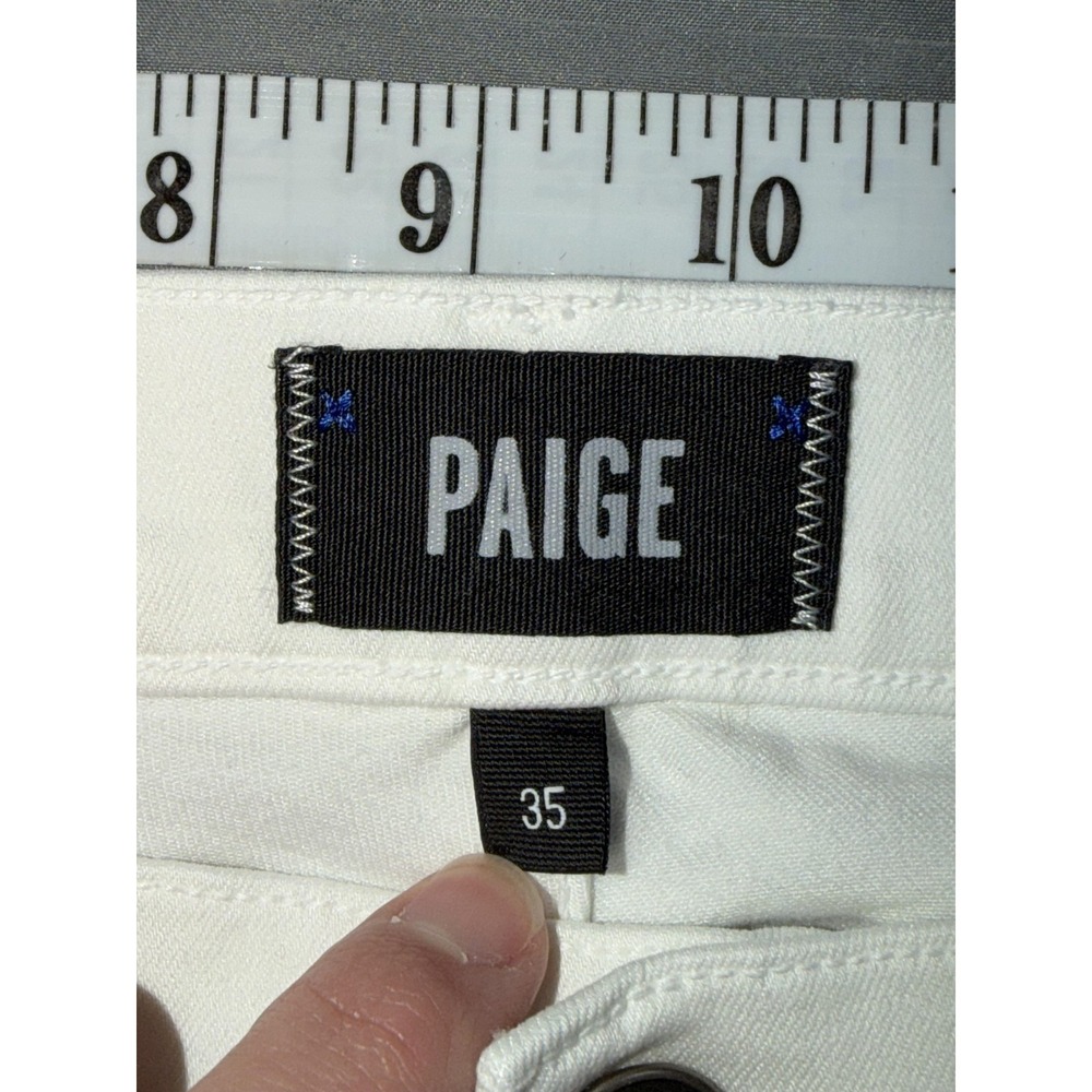 Paige Lennox Jeans Mens 35 White Slim Tapered Stretch Denim Pants USA Made - Picture 3 of 9